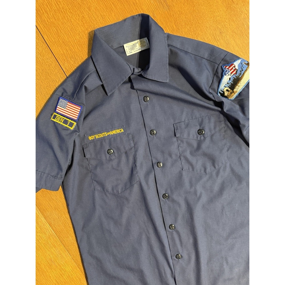 Venturing Boy Scout Shirt Youth XL Blue Short Sleeve  Uniform,‎ Patches USA